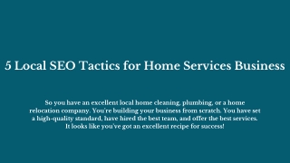 10 Local SEO Tactics for Home Services Business
