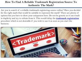 How To Find A Reliable Trademark Registration Source To Authentic The Mark?