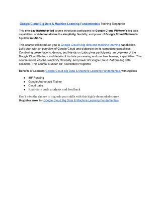 Google Cloud Big Data & Machine Learning Fundamentals Training