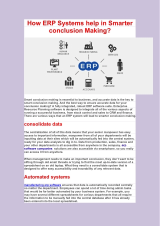 How ERP Systems help in Smarter conclusion Making