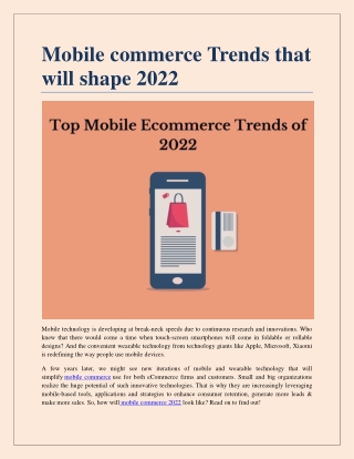 Mobile commerce Trends that will shape 2022