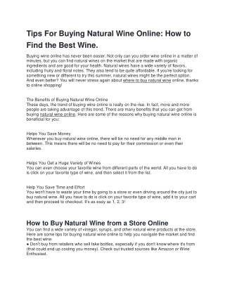 Tips For Buying Natural Wine Online: How to Find the Best Wine