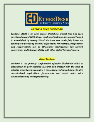 Cardano Price Prediction | Etherdesk.com