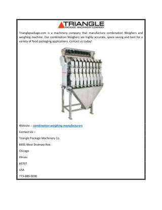 Triangle Combination Weighers and Weighing Manufacturers