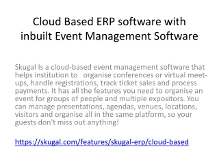 Cloud Based ERP software with inbuilt Event Management