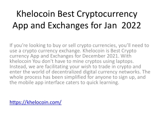 Khelocoin Best Cryptocurrency App and Exchanges for Jan