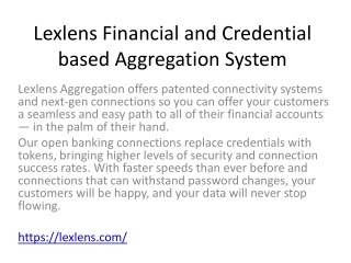 Lexlens Financial and Credential based Aggregation System