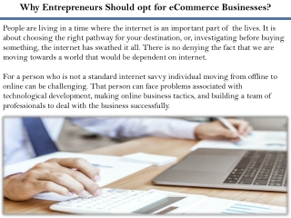 Why Entrepreneurs Should opt for eCommerce Businesses?