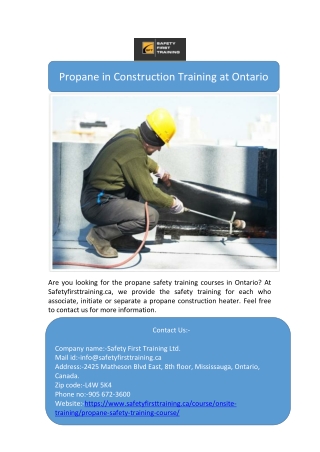 Propane in Construction Training at Ontario