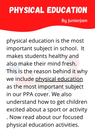 Physical Education Lessons By Junior jam