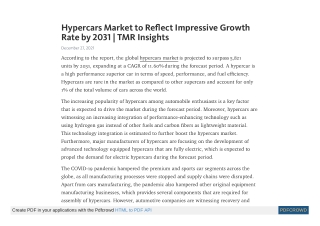 Hypercars Market | Global Industry Report, 2031
