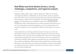 Rail Wheel and Axle Market Demand and Research Insights by 2030