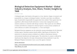 Biological Detection Equipment Market - Global Industry Analysis, Size, Share, Trends, Forecast 2024