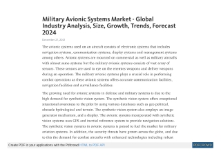 Military Avionic Systems Market - Global Industry Analysis, Size, Growth, Trends, Forecast 2024