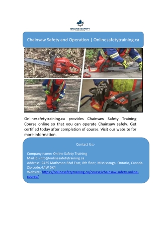 Chainsaw Safety and Operation | Onlinesafetytraining.ca