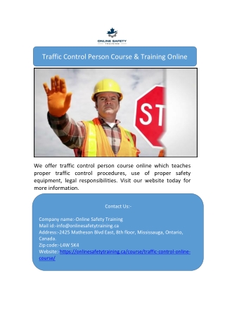 Traffic Control Person Course & Training Online