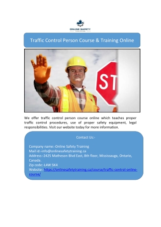 Traffic Control Person Course & Training Online