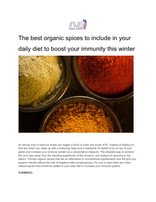 The Best Organic Spices To include in your Daily Diet