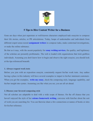5 Tips to Hire Content Writer for a Business