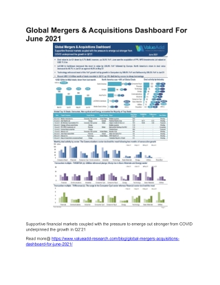 Global Mergers & Acquisitions Dashboard For June 2021