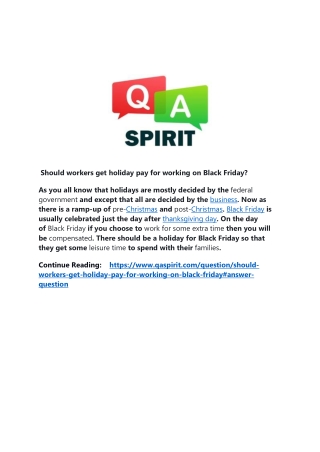 Should workers get holiday pay for working on Black Friday?