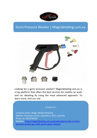 Gerni Pressure Washer | Magicdetailing.com.au