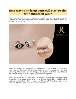 Best way to style up your evil eye jewelry with moredrn wear