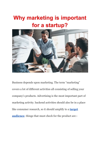 Why marketing is important for a startup