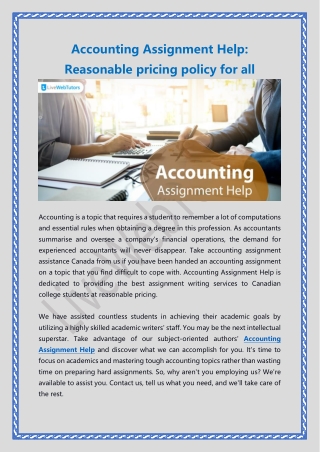 Are you looking for Accounting Assignment Help Service in Canada?