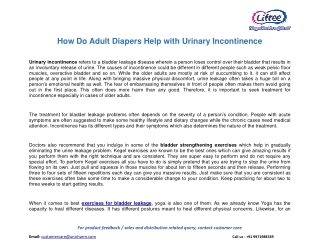 How Do Adult Diapers Help with Urinary Incontinence