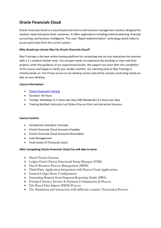 Oracle Financials Cloud Training