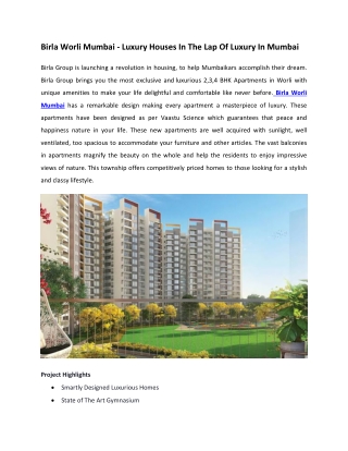 Birla Worli Mumbai - Luxury Houses In The Lap Of Luxury Nature In Mumbai