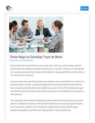 Three Ways to Develop Trust at Work