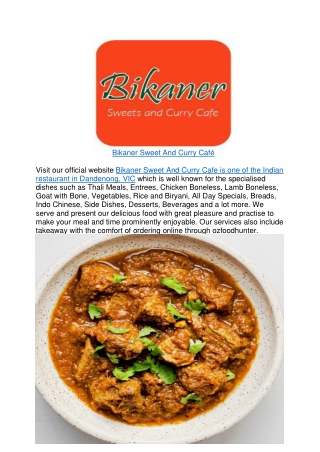 10% off - Bikaner Sweet & Curry Cafe Dandenong Menu,VIC