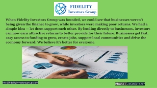Contact Fidelity Investors Group - Apply For Business Loan Online