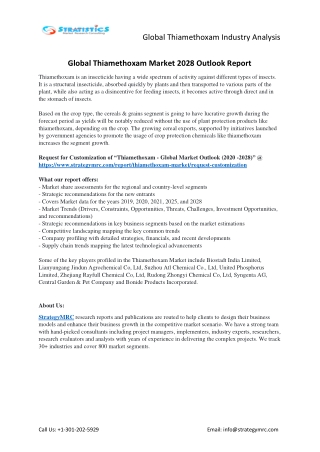 Thiamethoxam Market Forecasts to 2028