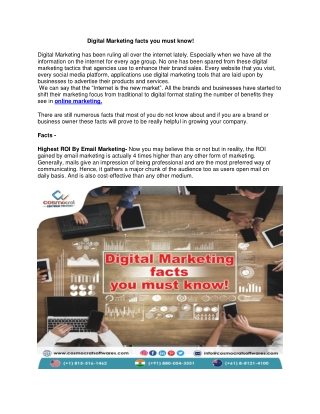Digital Marketing facts you must know