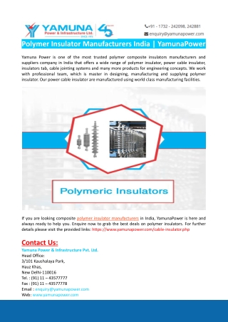 Polymer Insulator Manufacturers India