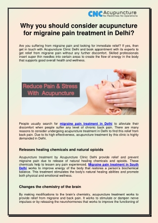 Migraine Pain Treatment in South Delhi