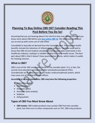 Planning To Buy Online CBD Oil? Consider Reading This Post Before You Do So!