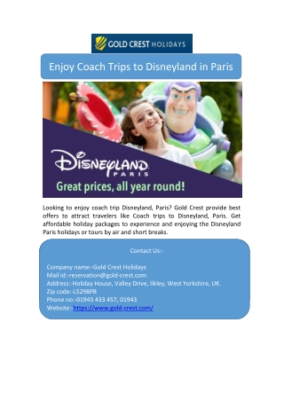 Enjoy Coach Trips to Disneyland in Paris