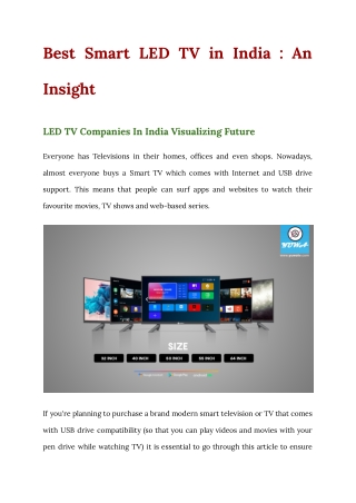 Best Smart LED TV in India _ An Insight