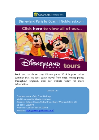 Disneyland Paris by Coach | Gold-crest.com