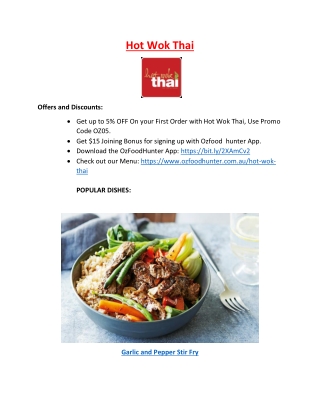 5% off - Hot Wok Thai Bogangar Delivery Menu NSW