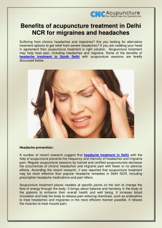 Headache Treatment in South Delhi