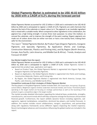 Global Pigments Market