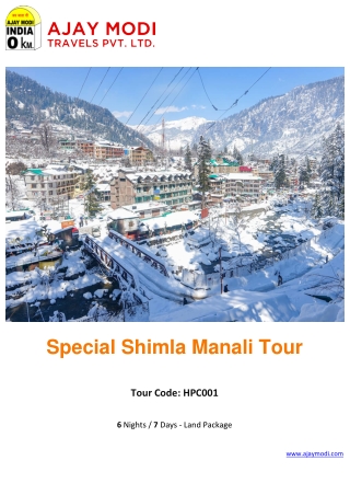 Shimla - Manali Tour Package | Book Shimla Tour Packages