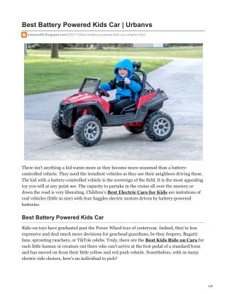 Best Electric Cars for Kids