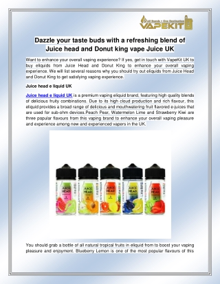 Juice head e liquid UK