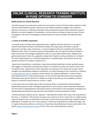 ONLINE CLINICAL RESEARCH TRAINING INSTITUTE IN PUNE OPTIONS TO CONSIDER-converted